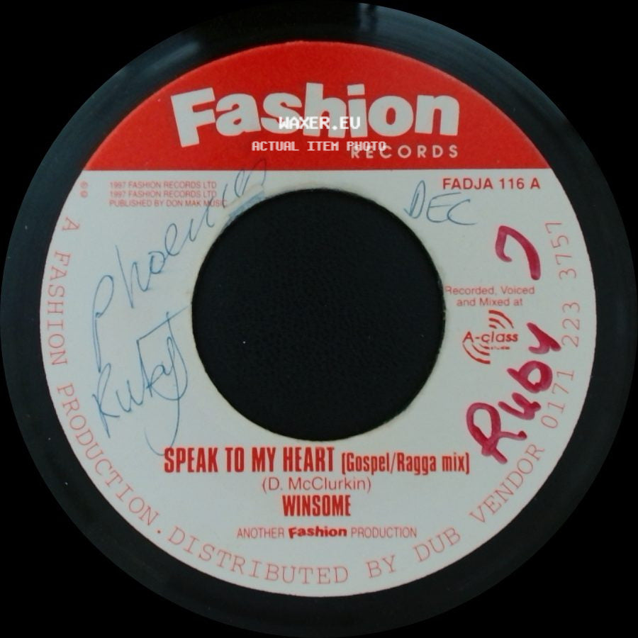 Winsome - Speak To My Heart (Gospel/Ragga Mix) / Speak To My Heart (Junior Dubs Remix) side A
