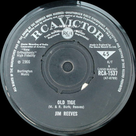 Jim Reeves - Distant Drums (Walker) / Old Tige side B