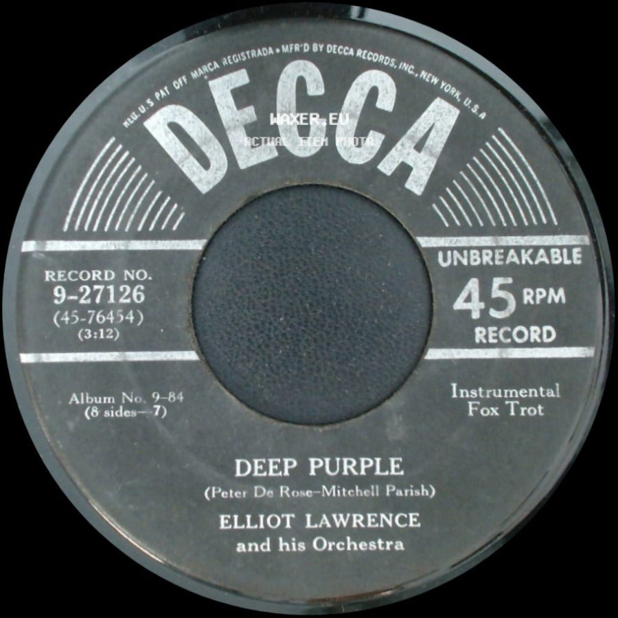 Elliot Lawrence And His Orchestra - Deep Purple / I'm In The Mood For Love side A