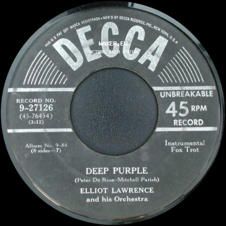Elliot Lawrence And His Orchestra - Deep Purple / I'm In The Mood For Love side A
