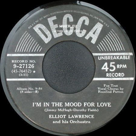Elliot Lawrence And His Orchestra - Deep Purple / I'm In The Mood For Love side B