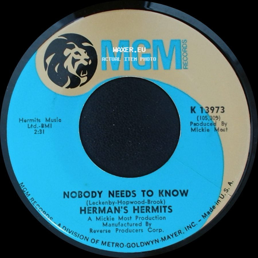 Herman's Hermits - Sunshine Girl / Nobody Needs To Know side B