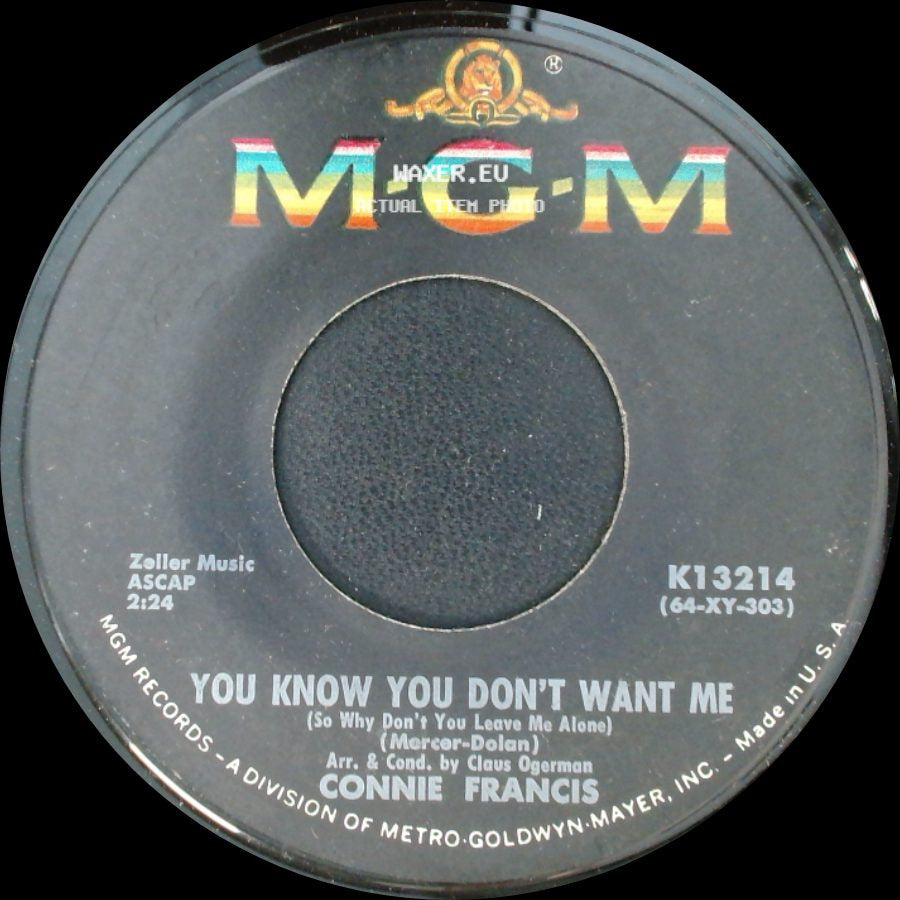 Connie Francis - Blue Winter / You Know You Don't Want Me side B