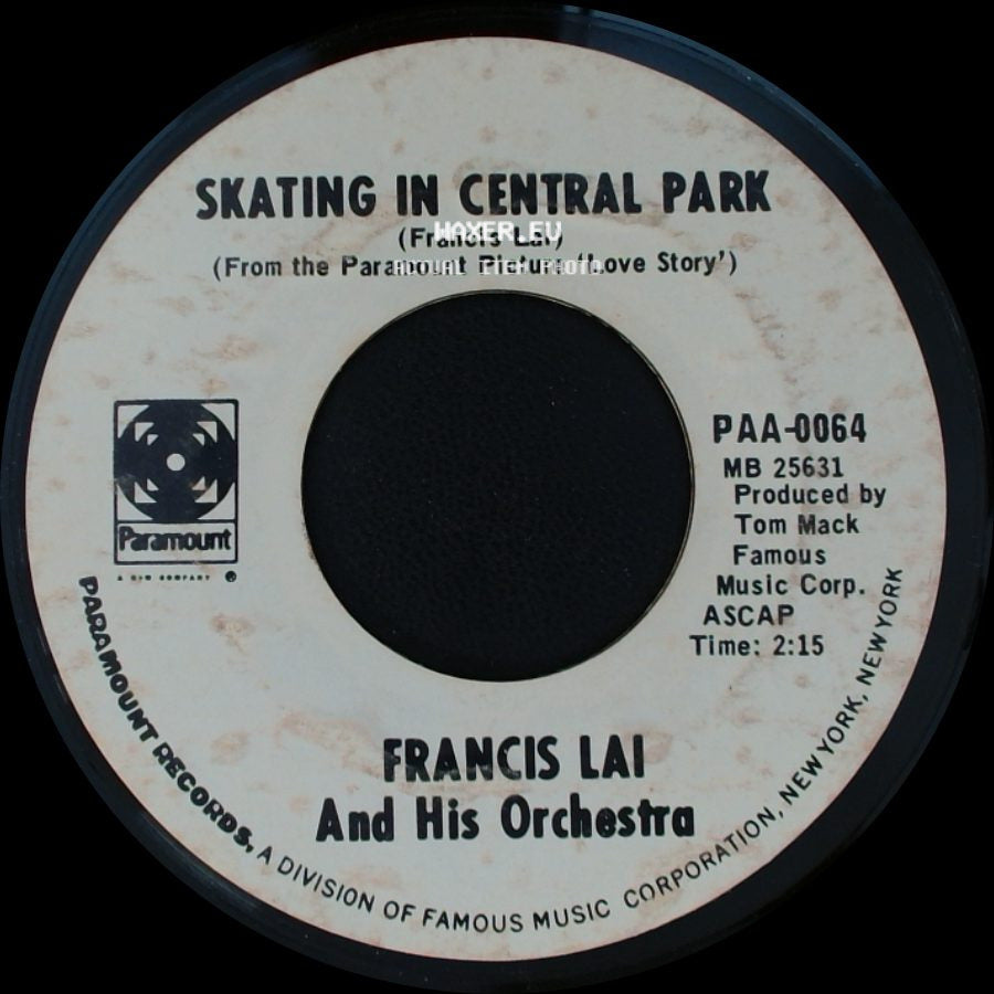 Francis Lai And His Orchestra - Skating In Central Park / Theme From Love Story side A