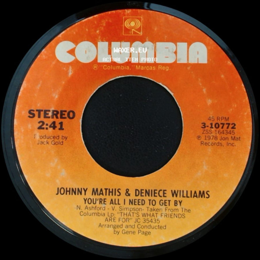 Johnny Mathis & Deniece Williams - You're A Special Part Of My Life / You're All I Need To Get By side B