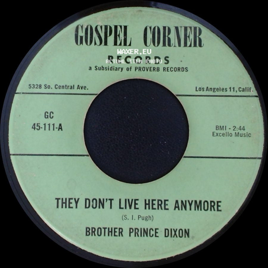 Brother Prince Dixon - I'm Going Home / They Don't Live Here Anymore side B