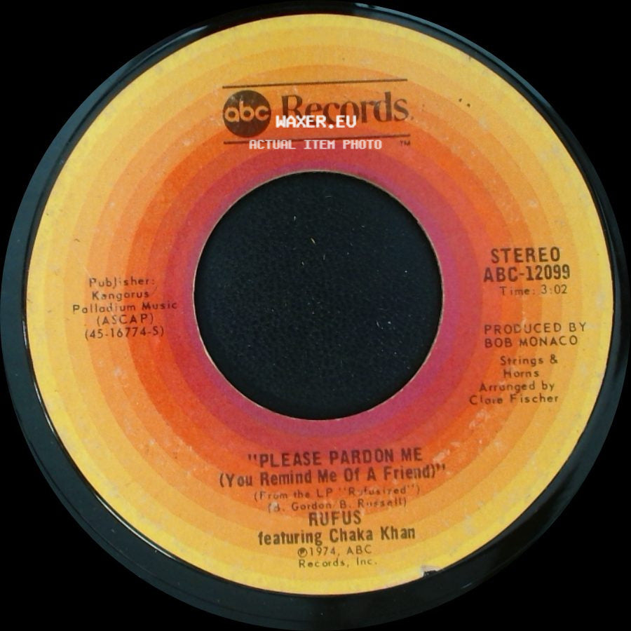 Rufus Featuring Chaka Khan - Please Pardon Me (You Remind Me Of A Friend) / Somebody's Watching You side A