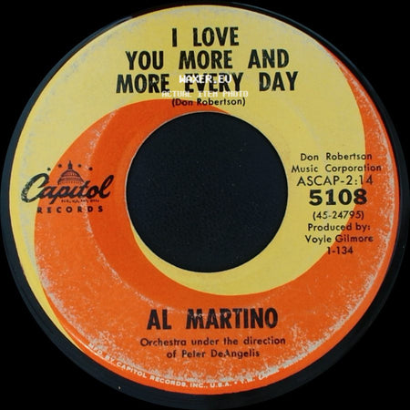 Al Martino - I Love You More And More Every Day / I'm Living My Heaven With You side A