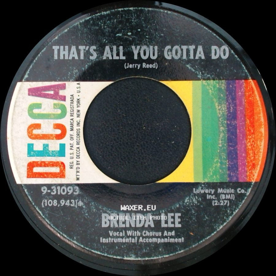 Brenda Lee - That's All You Gotta Do / I'm Sorry side A