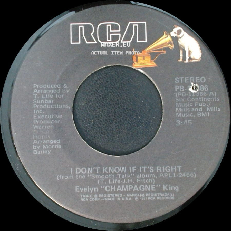 Evelyn "Champagne" King - We're Going To A Party / I Don't Know If It's Right side B