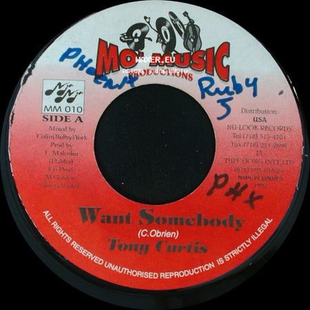 Tony Curtis / Ricky (Mad Man) Myrie - Want Somebody / Version 2002 side A