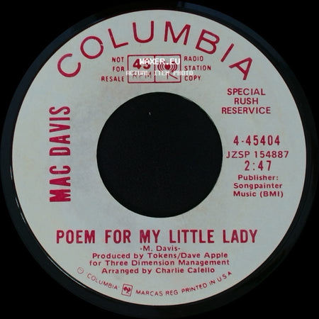 Mac Davis - Poem For My Little Lady / Sweet Dreams And Sarah side A