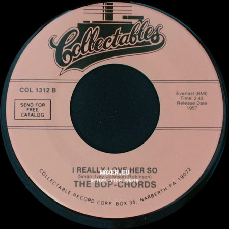The Bop-Chords - When I Woke Up This Morning / I Really Love Her So side B