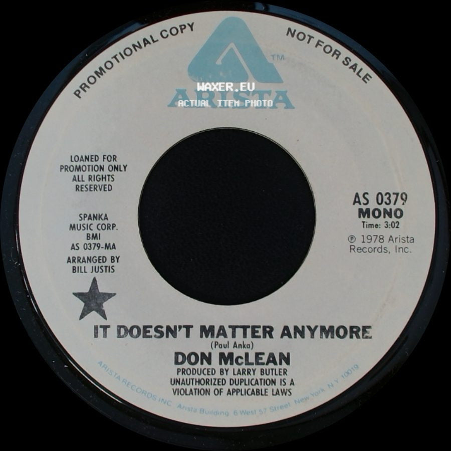 Don Mclean - It Doesn't Matter Anymore / It Doesn't Matter Anymore side A