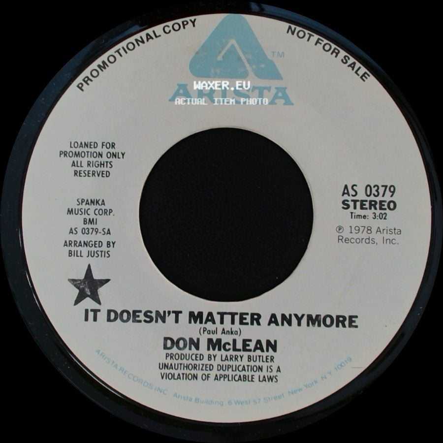 Don Mclean - It Doesn't Matter Anymore / It Doesn't Matter Anymore side B
