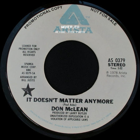 Don Mclean - It Doesn't Matter Anymore / It Doesn't Matter Anymore side B