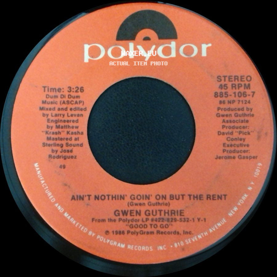 Gwen Guthrie - Ain't Nothin' Goin' On But The Rent / Passion Eyes side A