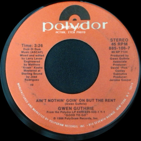 Gwen Guthrie - Ain't Nothin' Goin' On But The Rent / Passion Eyes side A