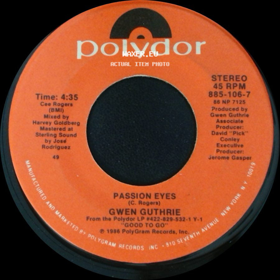 Gwen Guthrie - Ain't Nothin' Goin' On But The Rent / Passion Eyes side B