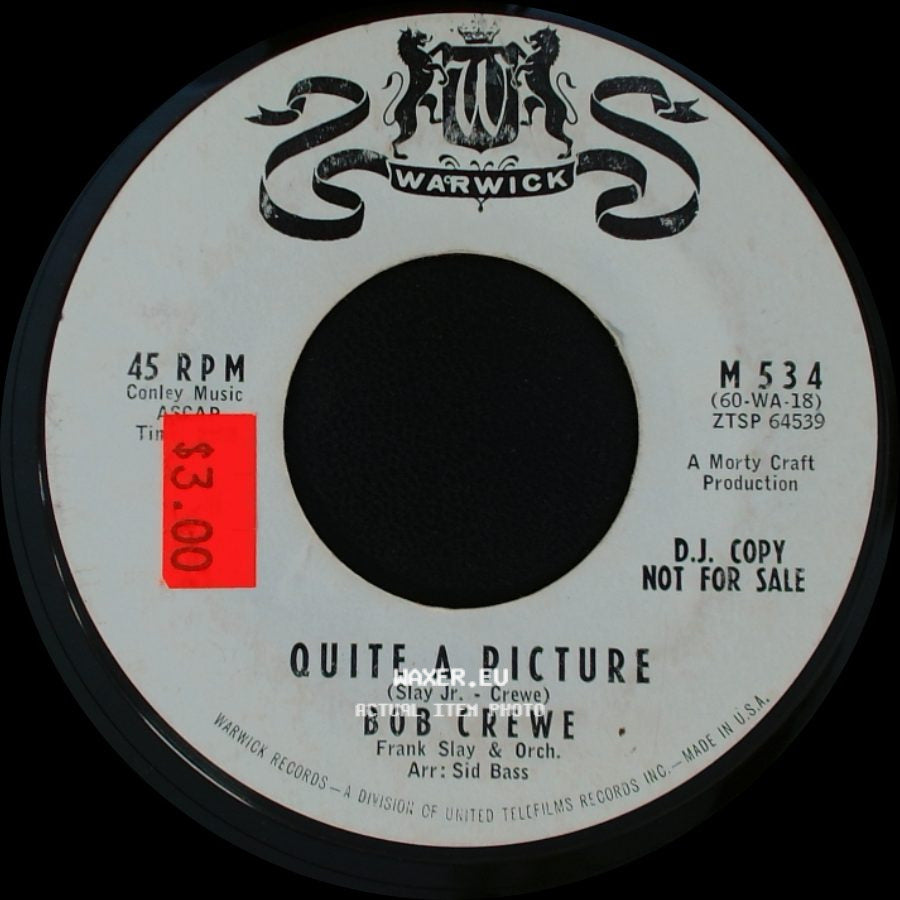 Bob Crewe - Cool Time (In The Old Town Tonight) / Quite A Picture side B