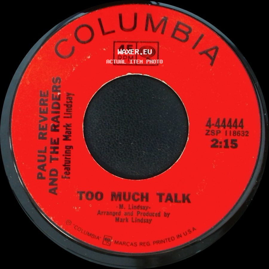 Paul Revere And The Raiders Featuring Mark Lindsay - Happening '68 / Too Much Talk side B