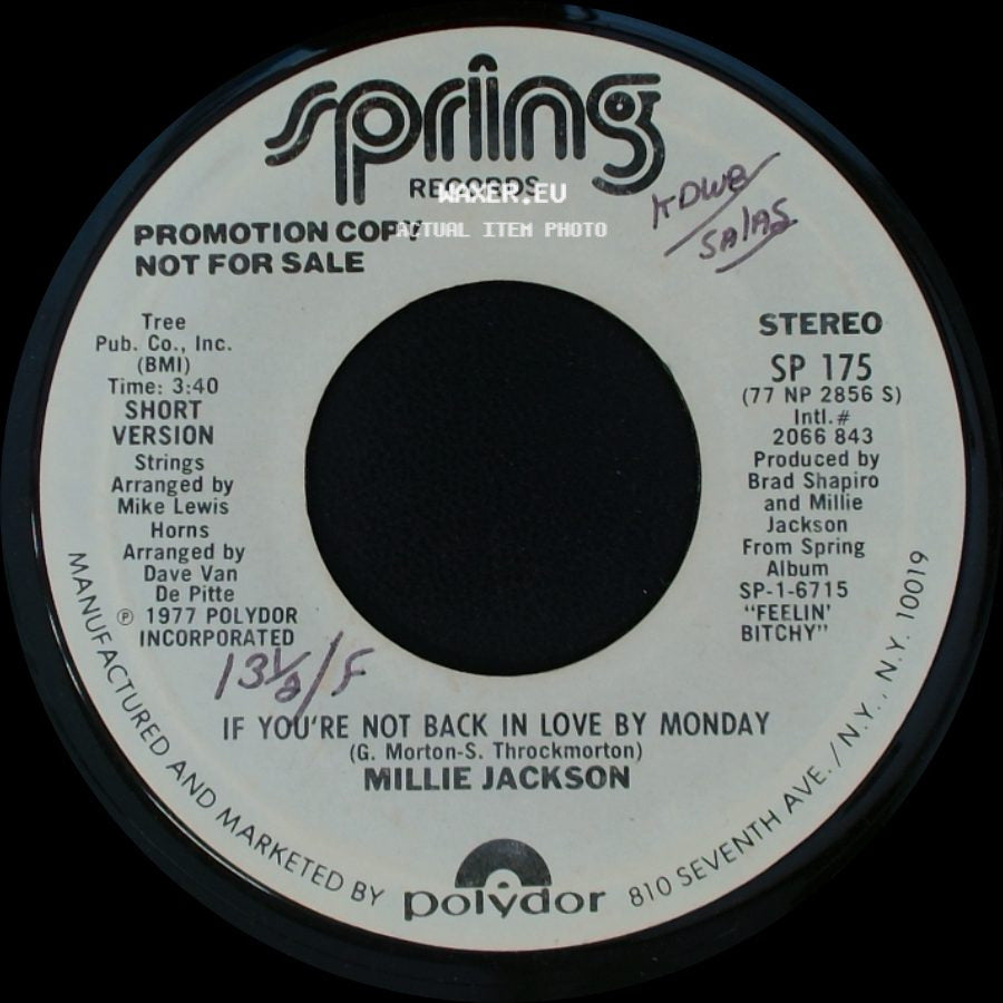 Millie Jackson - If You're Not Back In Love By Monday / If You're Not Back In Love By Monday side A