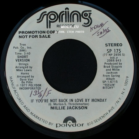 Millie Jackson - If You're Not Back In Love By Monday / If You're Not Back In Love By Monday side A