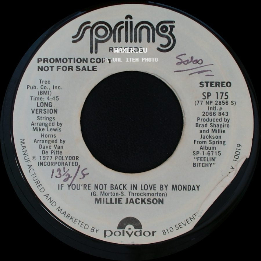 Millie Jackson - If You're Not Back In Love By Monday / If You're Not Back In Love By Monday side B