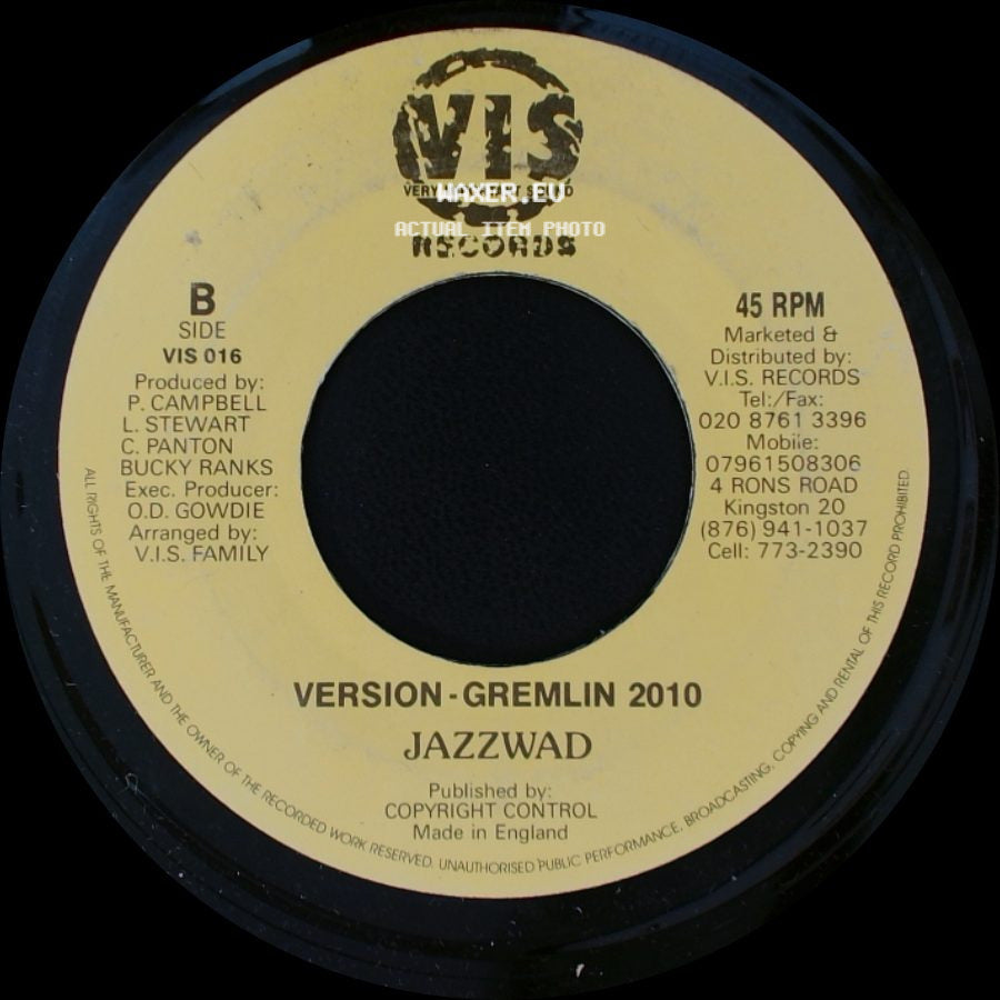 Future Troubles / Jazzwad - Cool Nuh Bwoy / Version - Gremlin 2010 side B