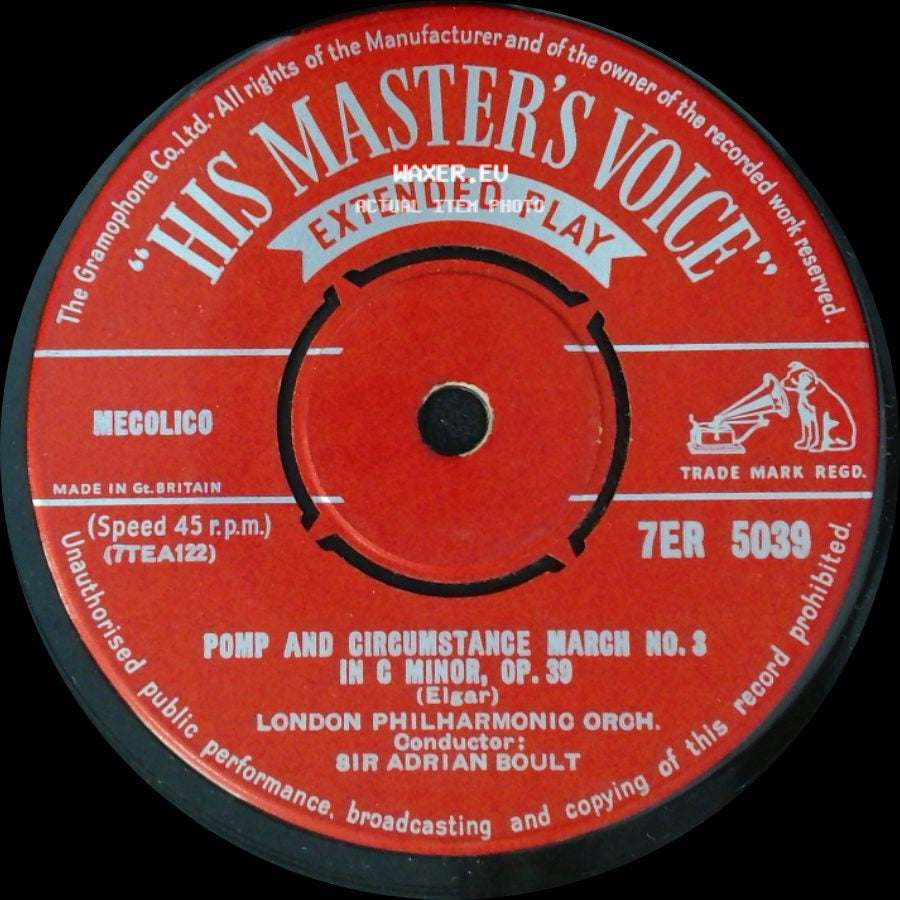 London Philharmonic Orch., Conductor Sir Adrian Boult / London Philharmonic Orch. - Pomp And Circumstance March No. 3 In C Minor, Op. 39 / "The Merry Wives Of Windsor" : Overture side A