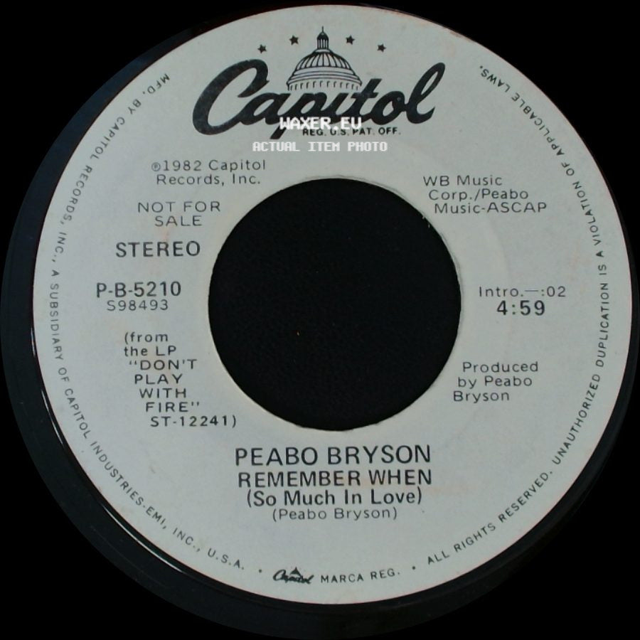 Peabo Bryson - Remember When (So Much In Love) / Remember When (So Much In Love) side A