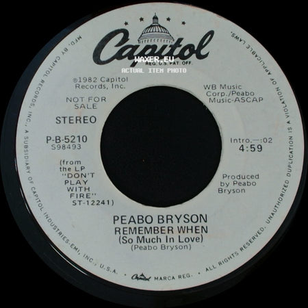Peabo Bryson - Remember When (So Much In Love) / Remember When (So Much In Love) side A