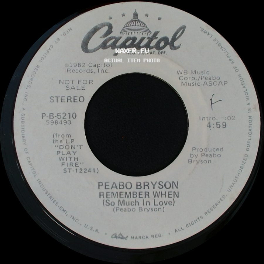 Peabo Bryson - Remember When (So Much In Love) / Remember When (So Much In Love) side B