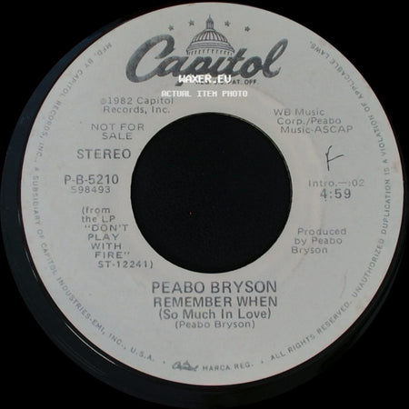 Peabo Bryson - Remember When (So Much In Love) / Remember When (So Much In Love) side B