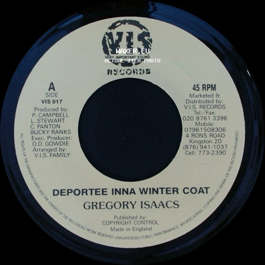 Gregory Isaacs / Jazzwad - Deportee Inna Winter Coat / Version - Gremlin 2010 side A