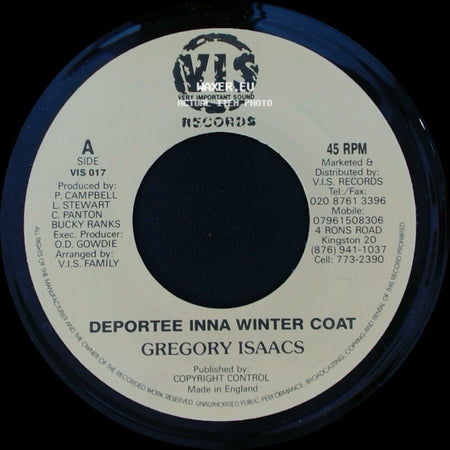 Gregory Isaacs / Jazzwad - Deportee Inna Winter Coat / Version - Gremlin 2010 side A