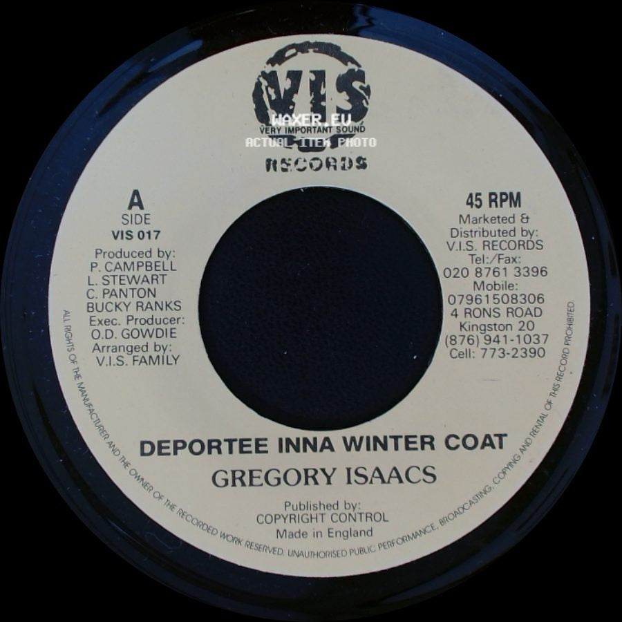 Gregory Isaacs / Jazzwad - Deportee Inna Winter Coat / Version - Gremlin 2010 side A