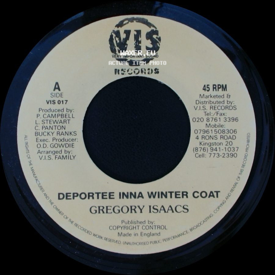 Gregory Isaacs / Jazzwad - Deportee Inna Winter Coat / Version - Gremlin 2010 side A