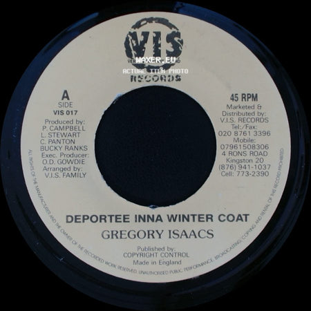 Gregory Isaacs / Jazzwad - Deportee Inna Winter Coat / Version - Gremlin 2010 side A