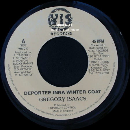 Gregory Isaacs / Jazzwad - Deportee Inna Winter Coat / Version - Gremlin 2010 side A
