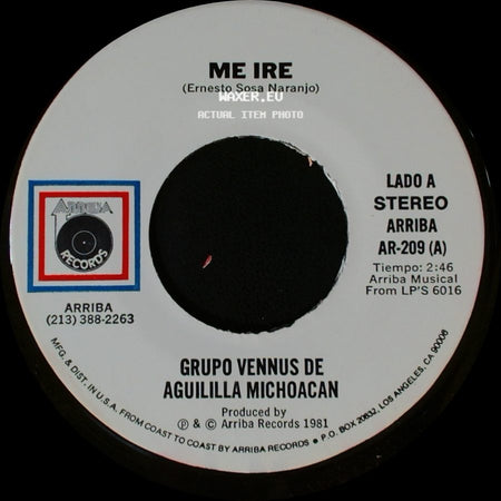 Grupo Vennus De Aguillilla Michoacan - Me Ire / Chaparrita side A