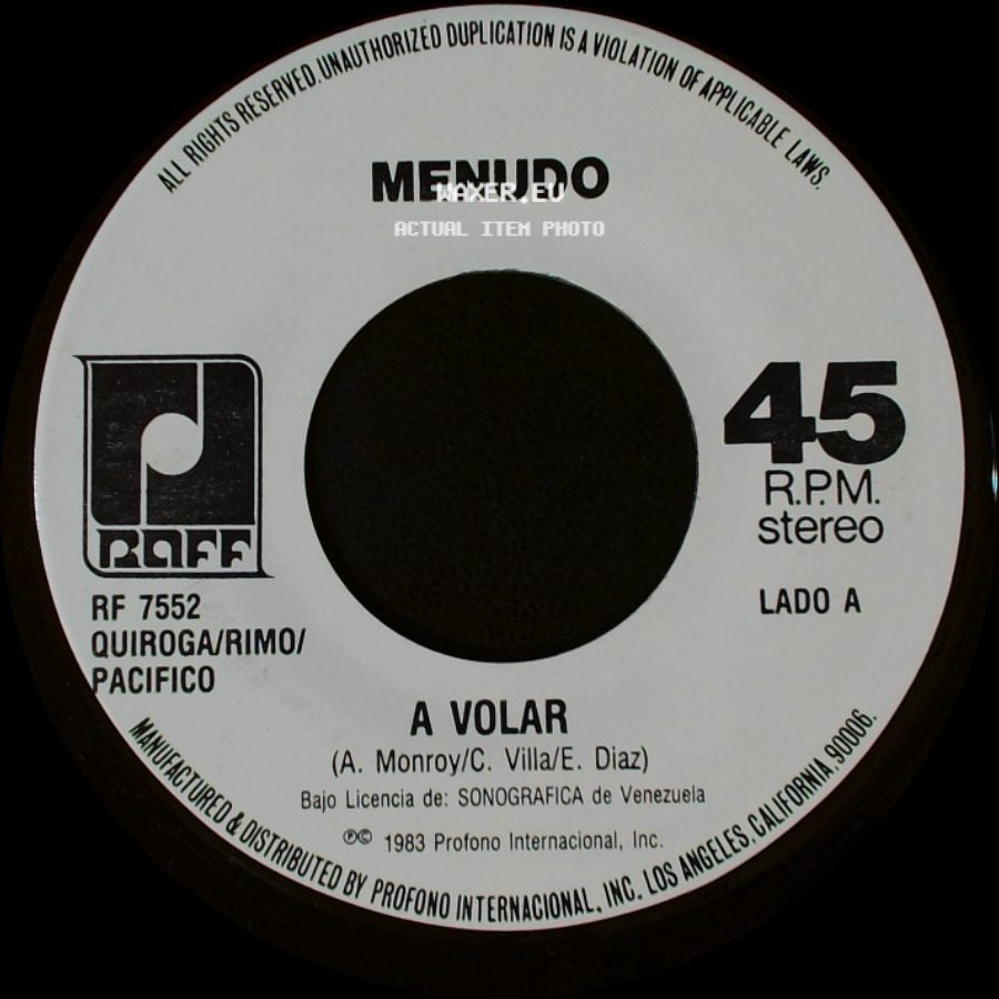 Menudo - A Volar / Lluvia side A