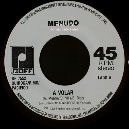 Menudo - A Volar / Lluvia side A