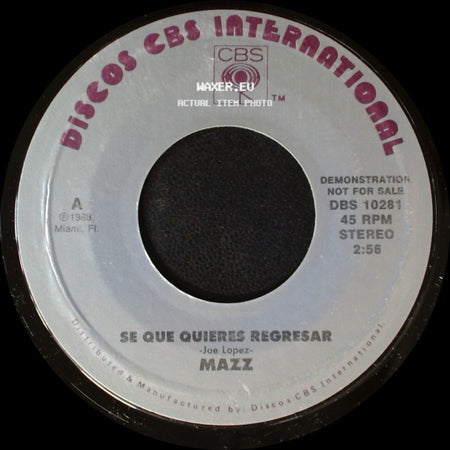 Mazz - Se Que Quieres Regresar / Se Que Quieres Regresar side A