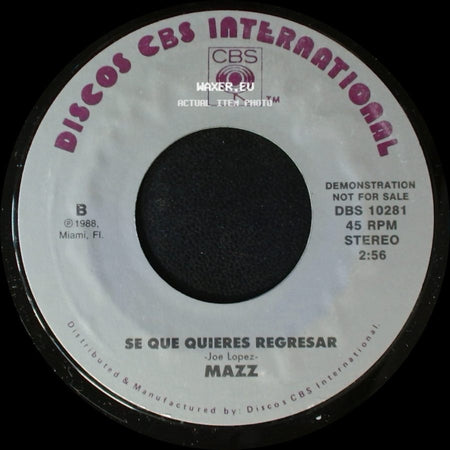 Mazz - Se Que Quieres Regresar / Se Que Quieres Regresar side B