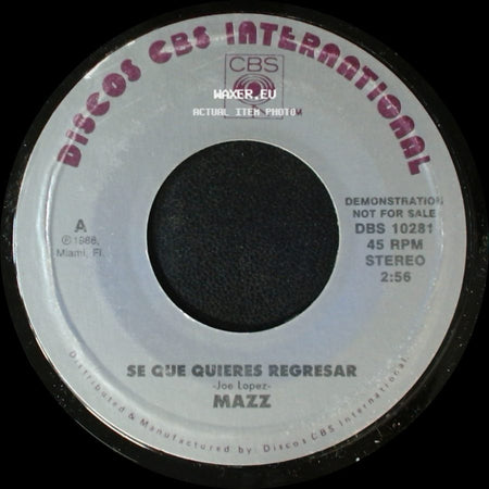 Mazz - Se Que Quieres Regresar / Se Que Quieres Regresar side A