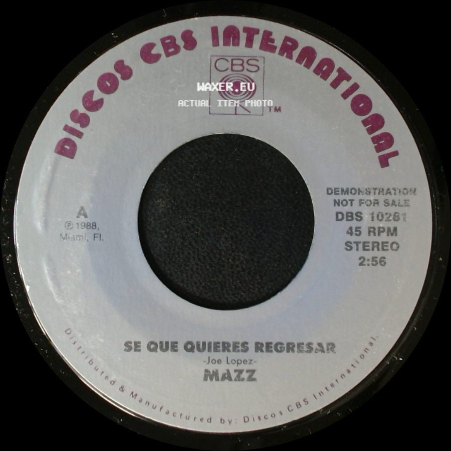 Mazz - Se Que Quieres Regresar / Se Que Quieres Regresar side A