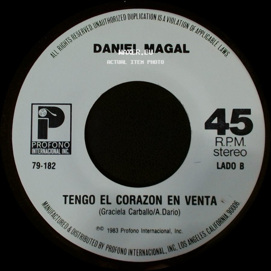 Daniel Magal - Una Vez A La Semana / Tengo El Corazon En Venta side B