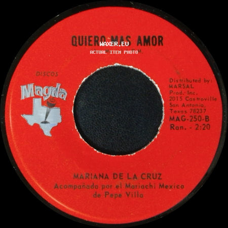 Mariana De La Cruz - Lagrimas De Mi Barrio / Quiero Mas Amor side B