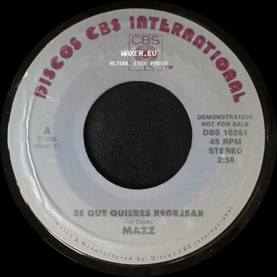 Mazz - Se Que Quieres Regresar / Se Que Quieres Regresar side A